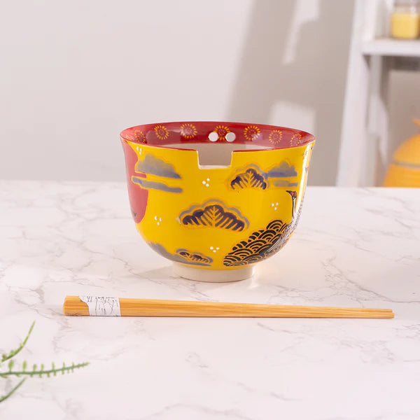 18oz Donburi Bowl With Chopsticks Set Japanese Crane Design
