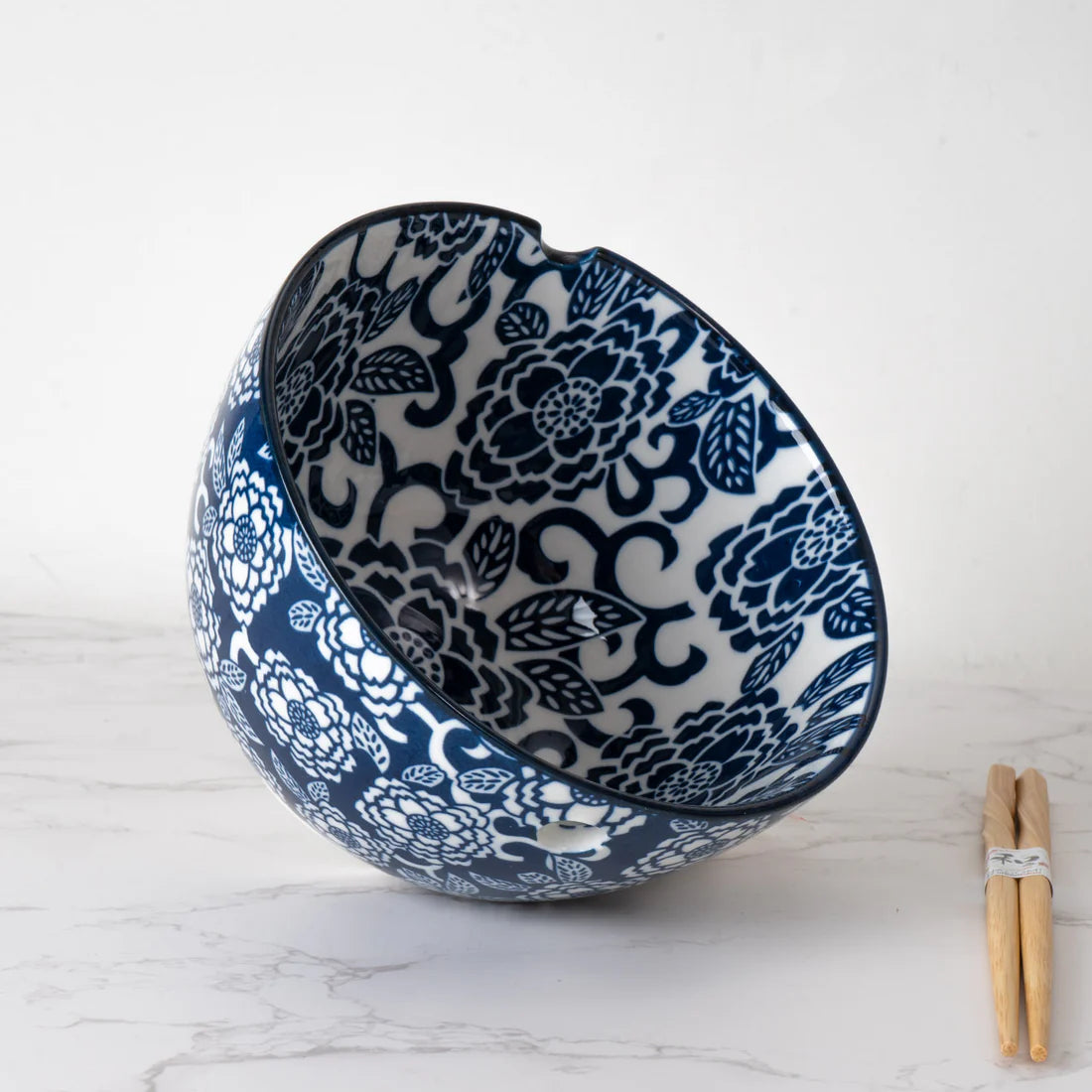 20oz Bowl With Chopsticks Botan Flower Design