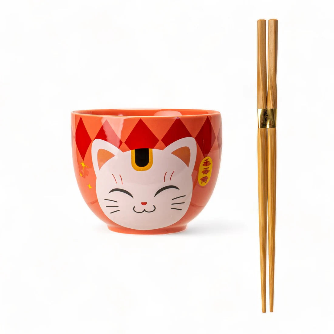 18oz Donburi Bowl With Chopsticks Set Lucky Cat Design