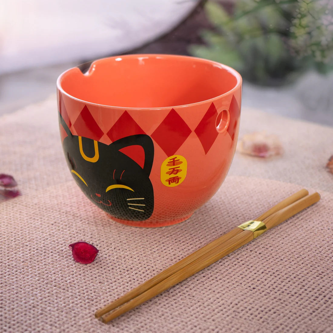 18oz Donburi Bowl With Chopsticks Set Lucky Cat Design