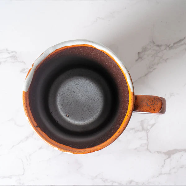 9oz 3.75"H Brown Reactive Glaze Octagon Mug JP