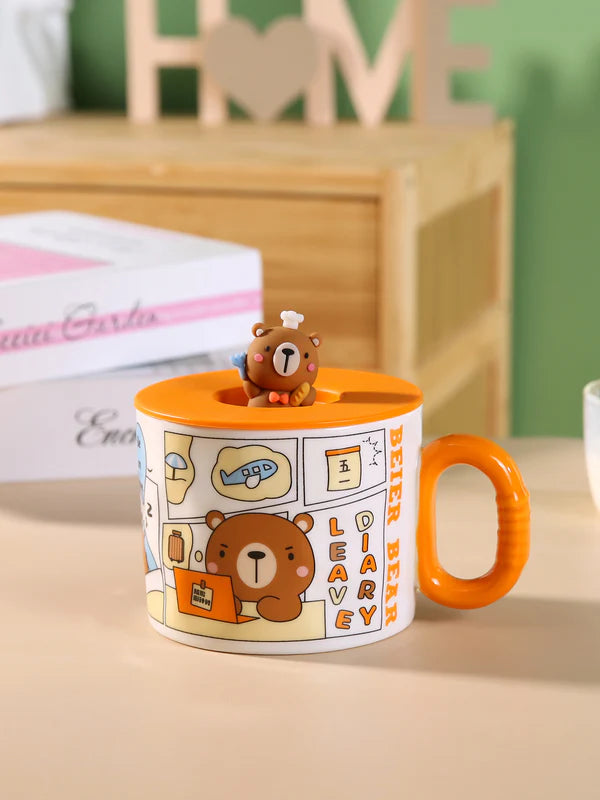 12oz Comic Book Bear Mug With Lid