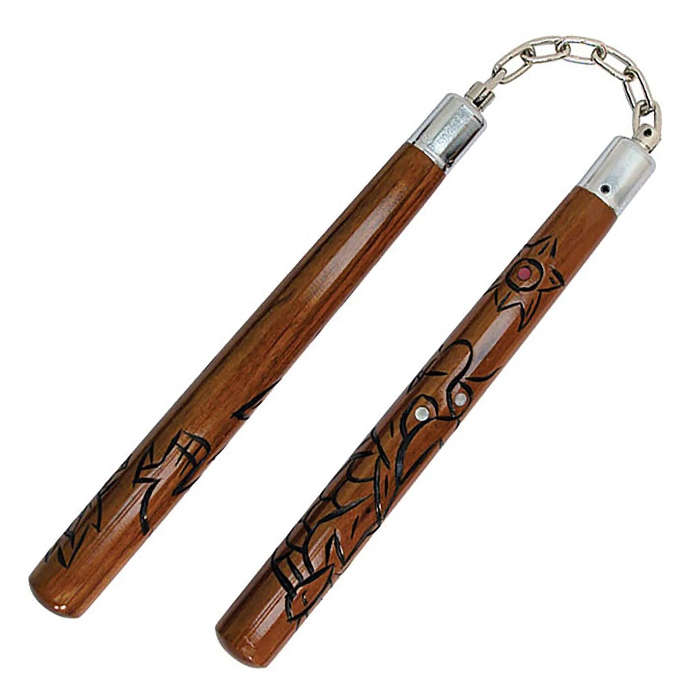 12" Wooden Nunchuck W/ Ball Bearing Chain