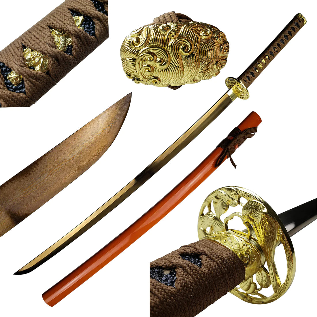 41" Gold Damascus Blade Hand Forged Samurai Sword