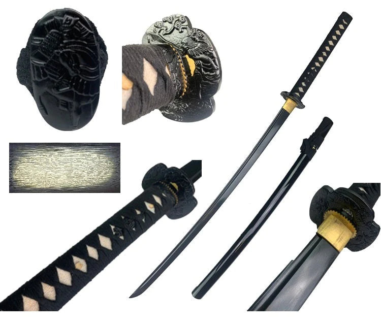 40.25" Black Damascus Blade Hand Forged Samurai Sword
