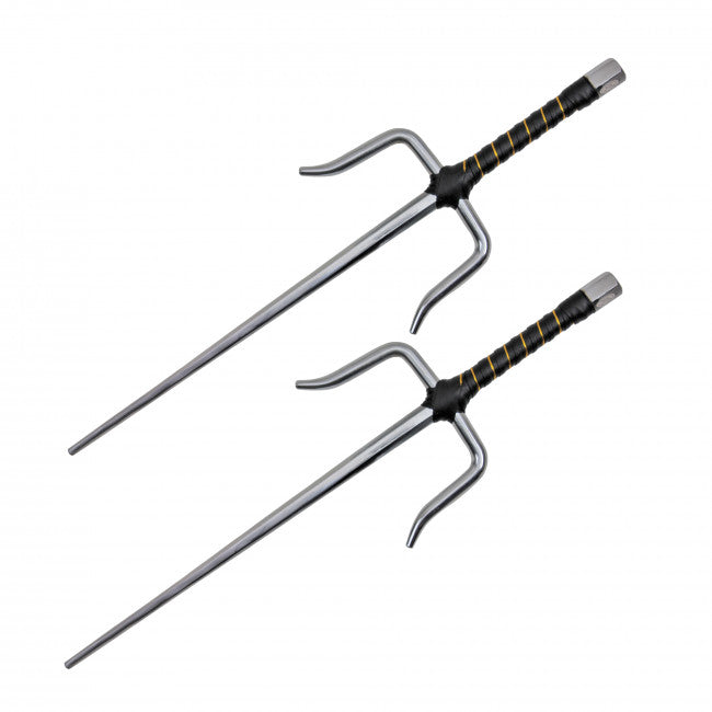 2PC Chrome Sai Set With Gold And Black Wrapped Handle