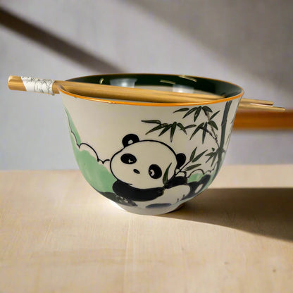 18oz Donburi Bowl With Chopsticks Set Playful Panda Design