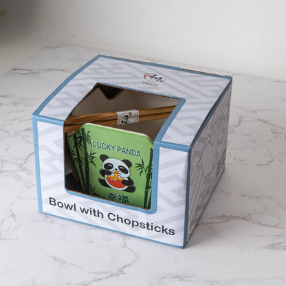 16oz Takeout Box Serving Bowl With Chopsticks Panda