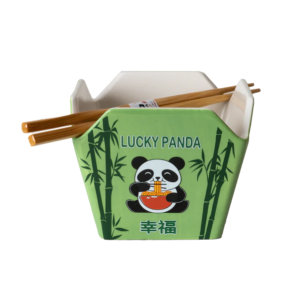 16oz Takeout Box Serving Bowl With Chopsticks Panda