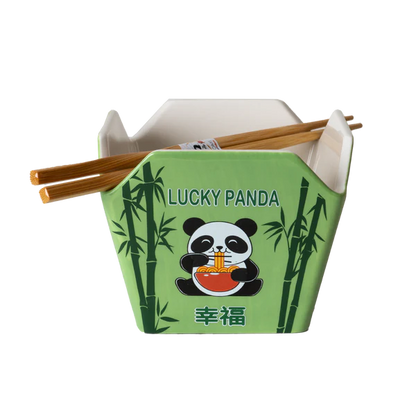 16oz Takeout Box Serving Bowl With Chopsticks Panda