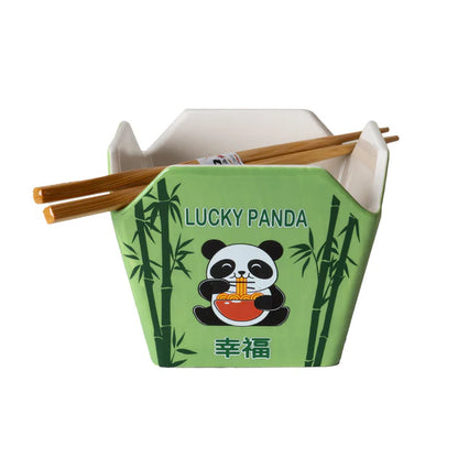 16oz Takeout Box Serving Bowl With Chopsticks Panda