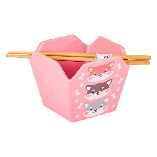 16oz Takeout Box Serving Bowl With Chopsticks Shiba Inu