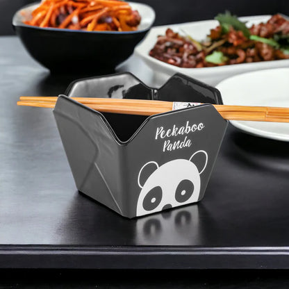 16oz Takeout Box Serving Bowl With Chopsticks Panda
