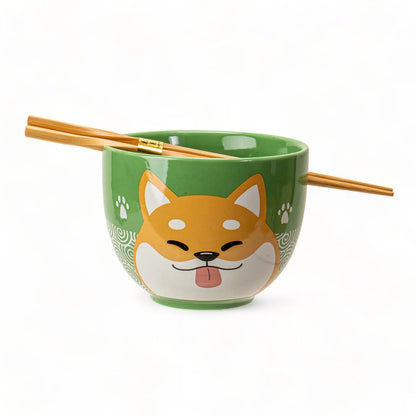 18oz Donburi Bowl With Chopsticks Set Shiba Inu Design