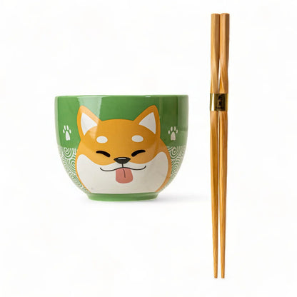18oz Donburi Bowl With Chopsticks Set Shiba Inu Design