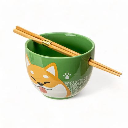 18oz Donburi Bowl With Chopsticks Set Shiba Inu Design