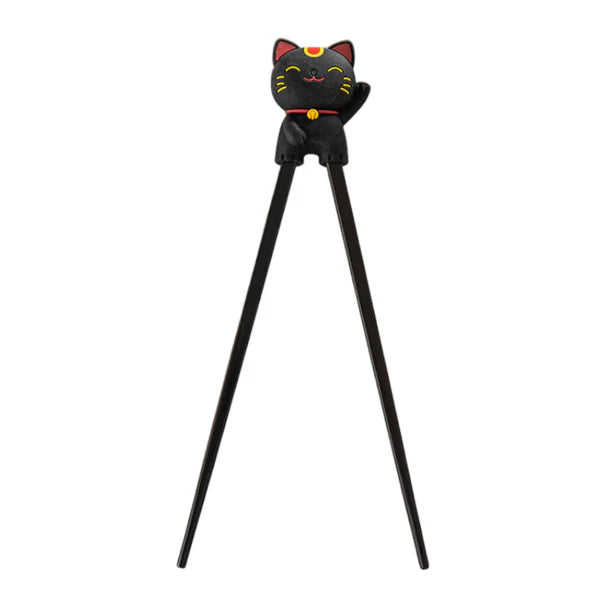 Lucky Cat Training Chopsticks Black Silicone