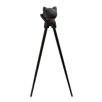 Lucky Cat Training Chopsticks Black Silicone
