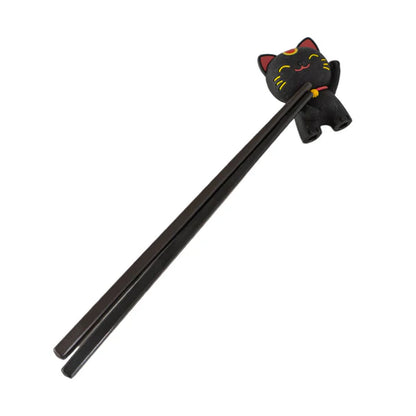 Lucky Cat Training Chopsticks Black Silicone