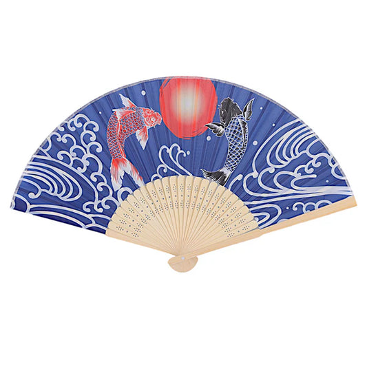 Japanese Koi Waves Design Paper Folding Fan