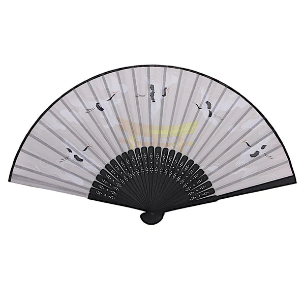 Japanese Crane Design Paper Folding Fan
