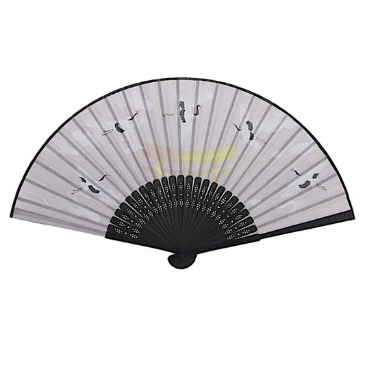Japanese Crane Design Paper Folding Fan