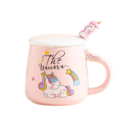 14oz Unicorn Pink Mug With Lid and Spoon