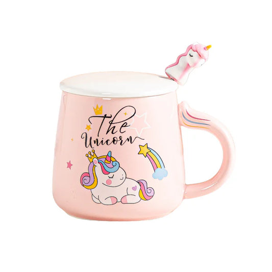 14oz Unicorn Pink Mug With Lid and Spoon