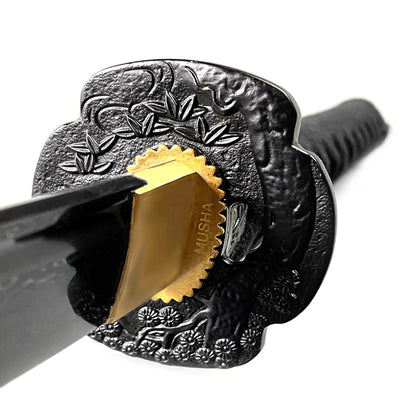 40.25" Black Damascus Blade Hand Forged Samurai Sword