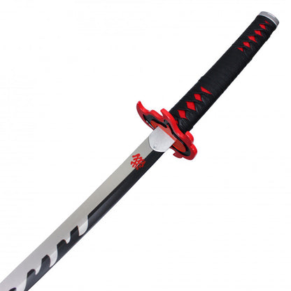 39" Tanjiro's V2 Black and Red Stainless Steel Un-Sharpened Katana